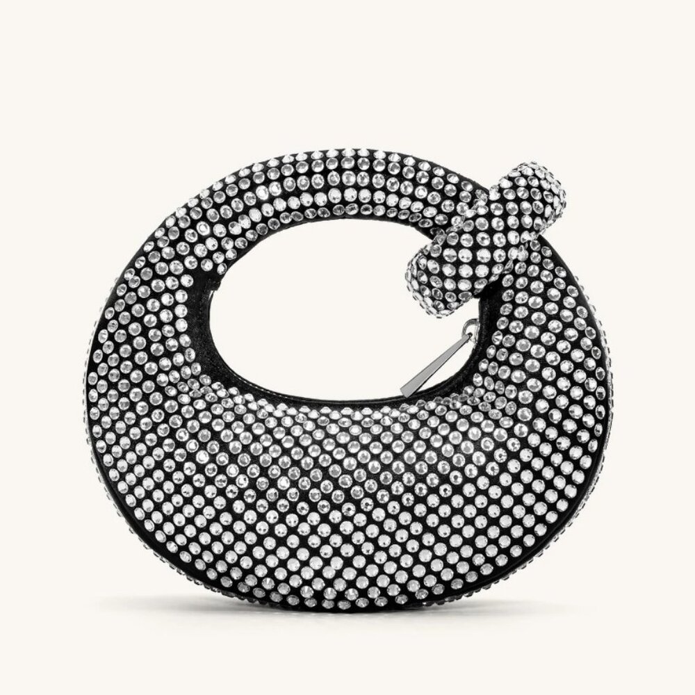 JW Pei Abacus Artificial Crystal Mini Top Handle Bag - Black